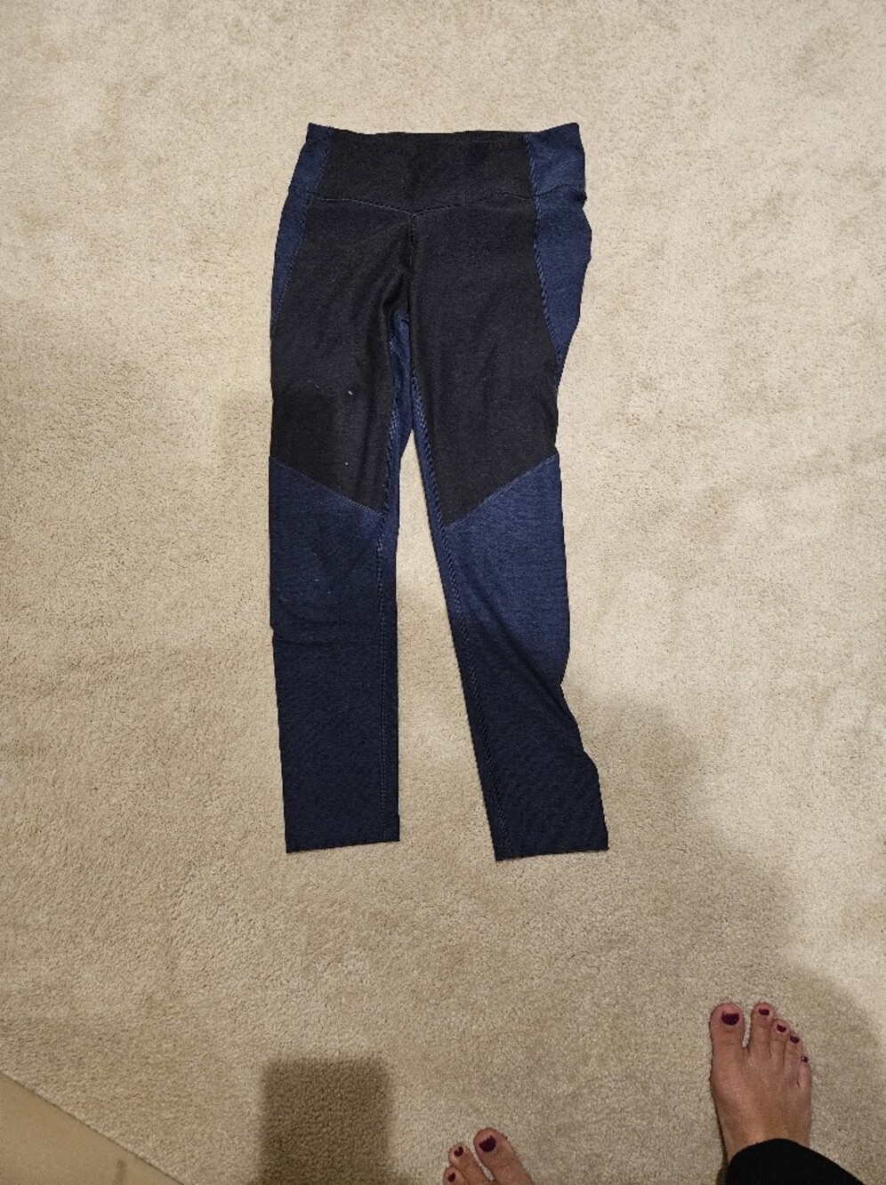Outdoor Voices Navy and Black Colorblock Leggings